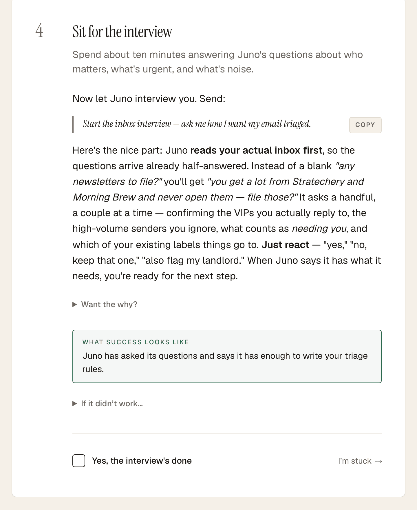 The module where your agent interviews you and writes its own skill